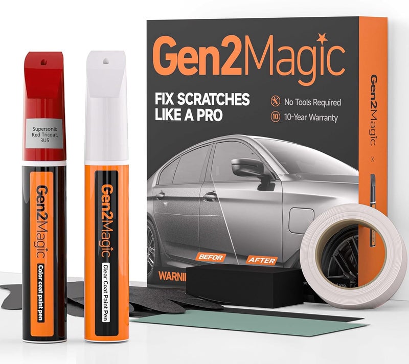 Gen2Magic Supersonic Red Tricoat Touch Up Paint Pen Kit for Toyota [Clear Coat Included], 3U5 Color Match for Scratches, Rock Chips, Bumper Dings, Easy Scratch Repair & Rust Remover for Toyota Owners - Image 1